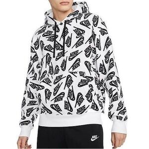 Nike Men's Sport Essentials Allover Print Pullover Hoodie 
White and Black Large